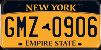 NY license plate GMZ0906
