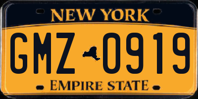 NY license plate GMZ0919