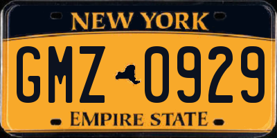 NY license plate GMZ0929