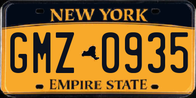 NY license plate GMZ0935