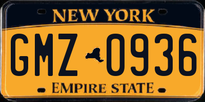 NY license plate GMZ0936