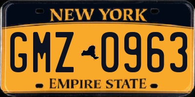 NY license plate GMZ0963