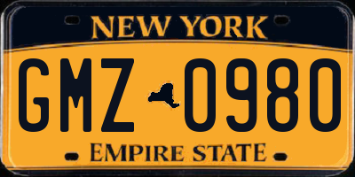 NY license plate GMZ0980