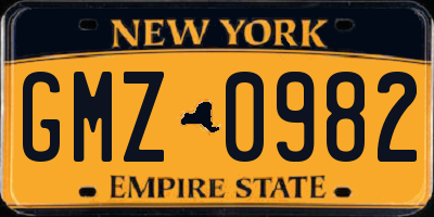 NY license plate GMZ0982