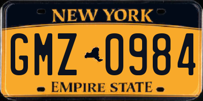 NY license plate GMZ0984
