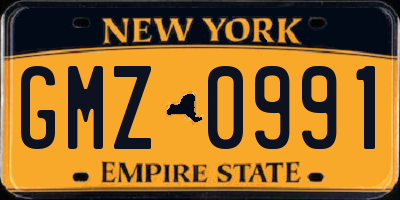 NY license plate GMZ0991