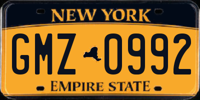 NY license plate GMZ0992