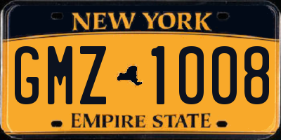 NY license plate GMZ1008