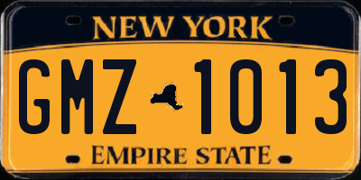 NY license plate GMZ1013