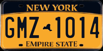 NY license plate GMZ1014