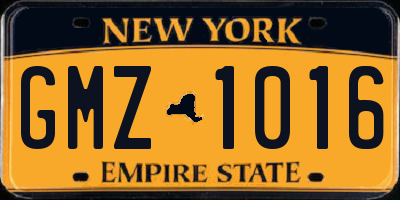 NY license plate GMZ1016