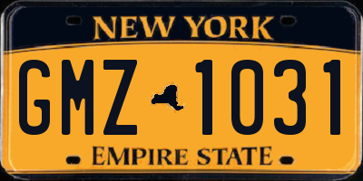 NY license plate GMZ1031