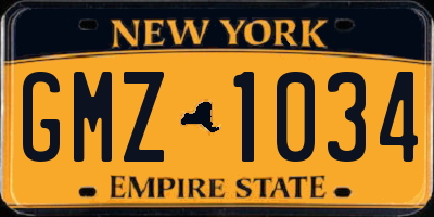 NY license plate GMZ1034