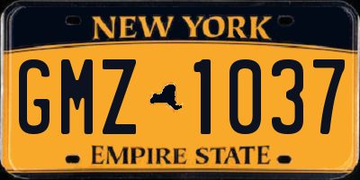 NY license plate GMZ1037
