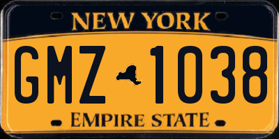 NY license plate GMZ1038