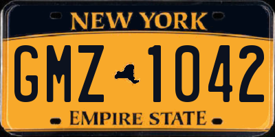 NY license plate GMZ1042