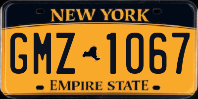 NY license plate GMZ1067
