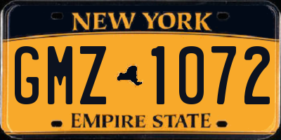 NY license plate GMZ1072