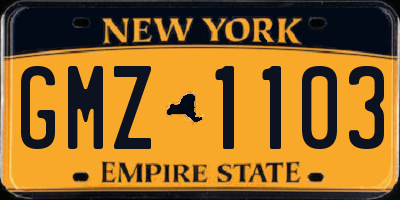 NY license plate GMZ1103