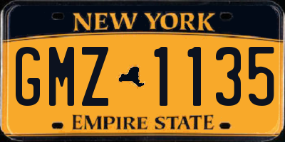 NY license plate GMZ1135
