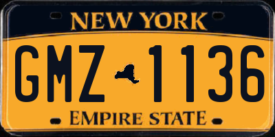 NY license plate GMZ1136