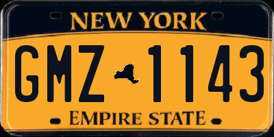 NY license plate GMZ1143