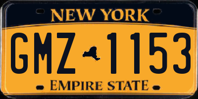 NY license plate GMZ1153