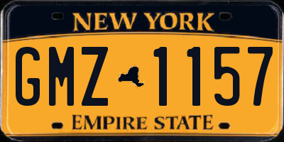 NY license plate GMZ1157