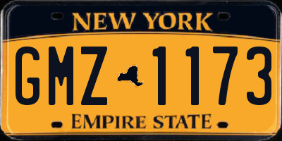 NY license plate GMZ1173