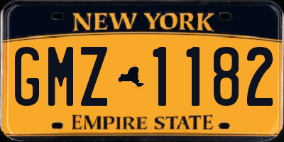 NY license plate GMZ1182