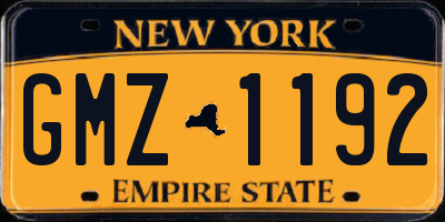 NY license plate GMZ1192