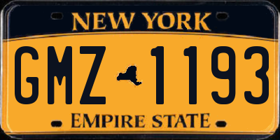 NY license plate GMZ1193