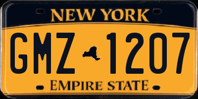 NY license plate GMZ1207