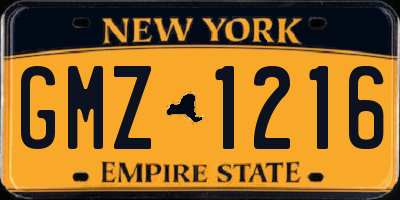 NY license plate GMZ1216