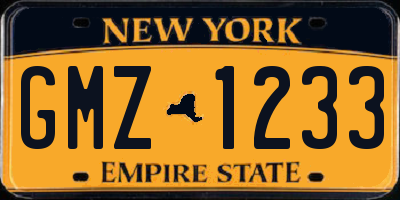 NY license plate GMZ1233