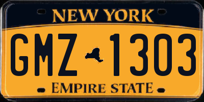 NY license plate GMZ1303