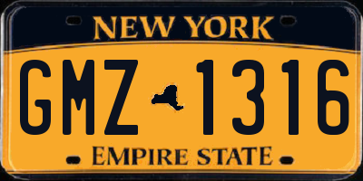 NY license plate GMZ1316