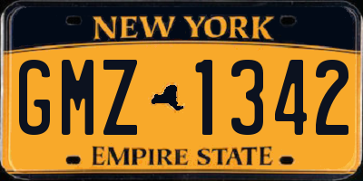 NY license plate GMZ1342