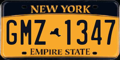 NY license plate GMZ1347