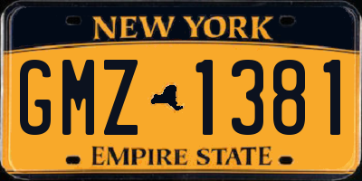 NY license plate GMZ1381