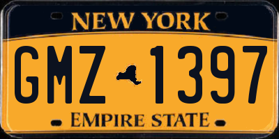 NY license plate GMZ1397