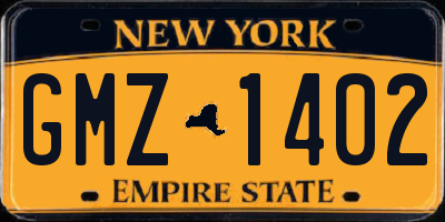NY license plate GMZ1402