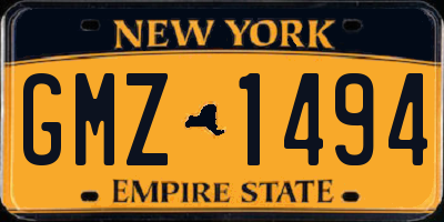 NY license plate GMZ1494