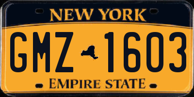NY license plate GMZ1603