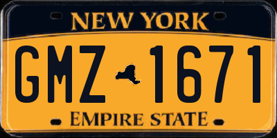 NY license plate GMZ1671