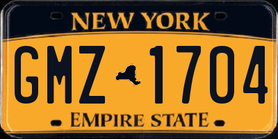 NY license plate GMZ1704
