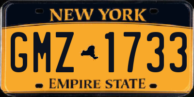 NY license plate GMZ1733