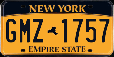 NY license plate GMZ1757