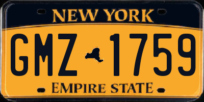 NY license plate GMZ1759