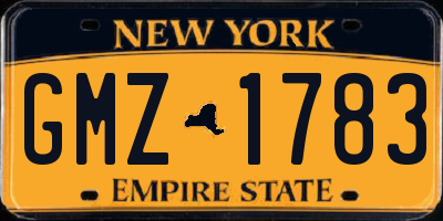 NY license plate GMZ1783